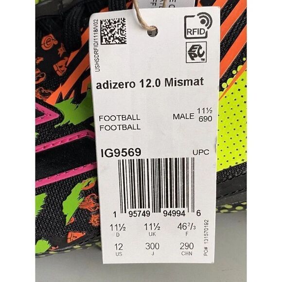 Adidas Men's adizero 12.0 Mismatch Football Cleats IG9569 Black Multi Men’s 12 - Picture 4 of 13